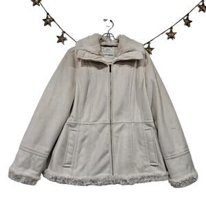 Hilary Radley Vintage Soft Faux Suede & Fur Coat Medium Full Zip Penny Lane